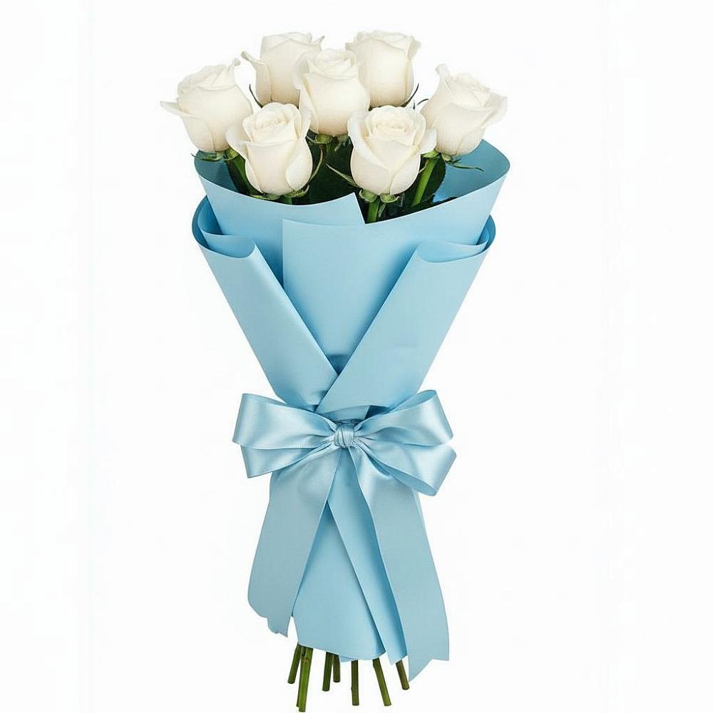 Букет 7 белых роз Проуд в Новые Лапсары