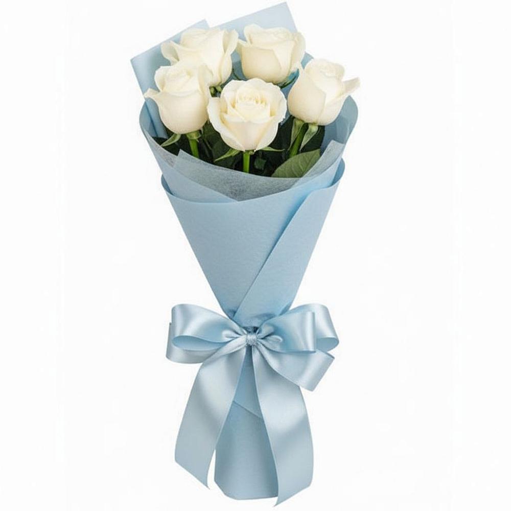 Букет 5 Белых роз Проуд в Новые Лапсары