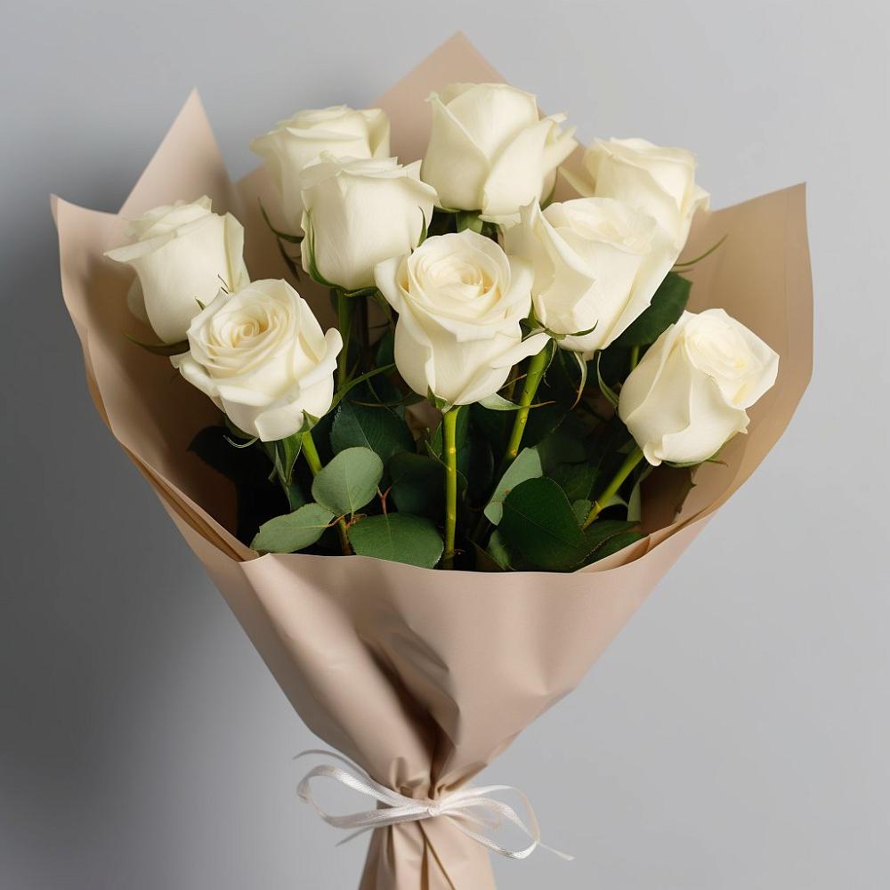 Букет 9 Белых роз Эдлесс Лав в Новые Лапсары