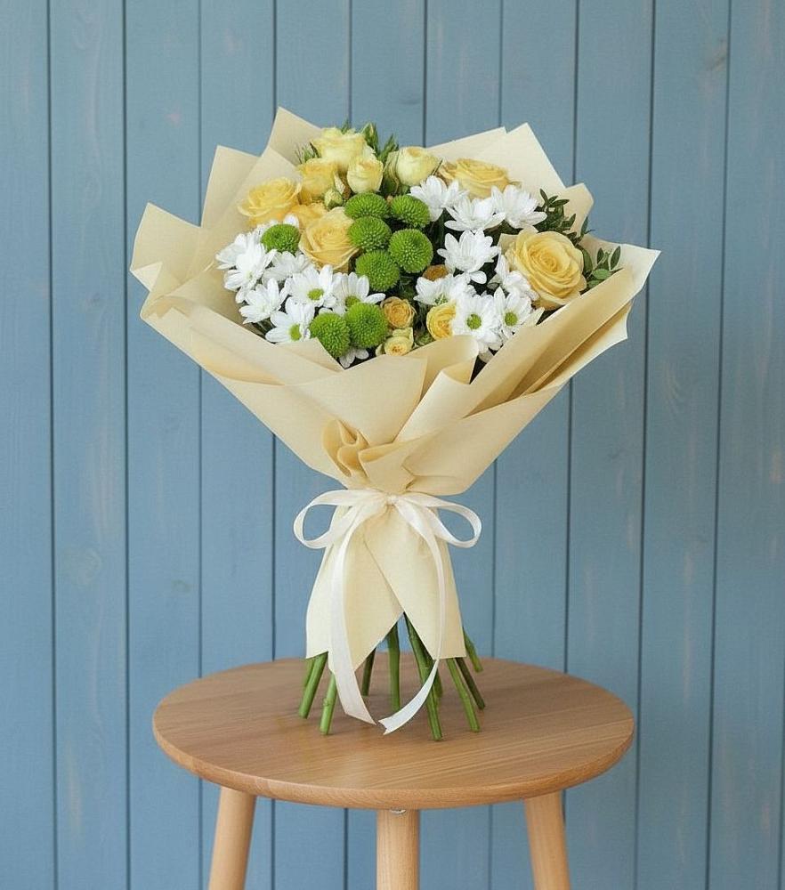 Букет цветов из: Хризантемы и Розы в Новые Лапсары