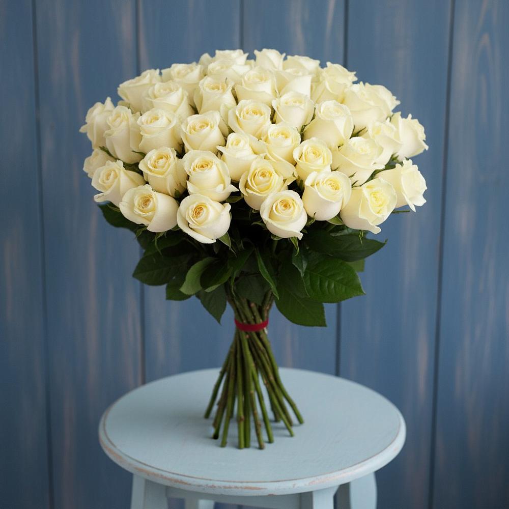 Букет 51 Белая роза Эдлесс Лав в Новые Лапсары