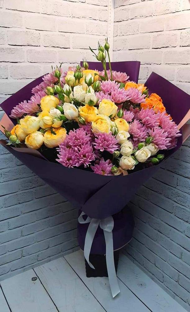 Букет цветов из: Хризантемы и Розы в Новые Лапсары