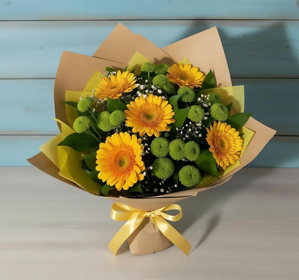 Букет цветов из: Герберы и Хризантемы в Новые Лапсары