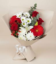 Букет цветов из:  Розы, Хризантемы, Герберы и Лилии в Новые Лапсары