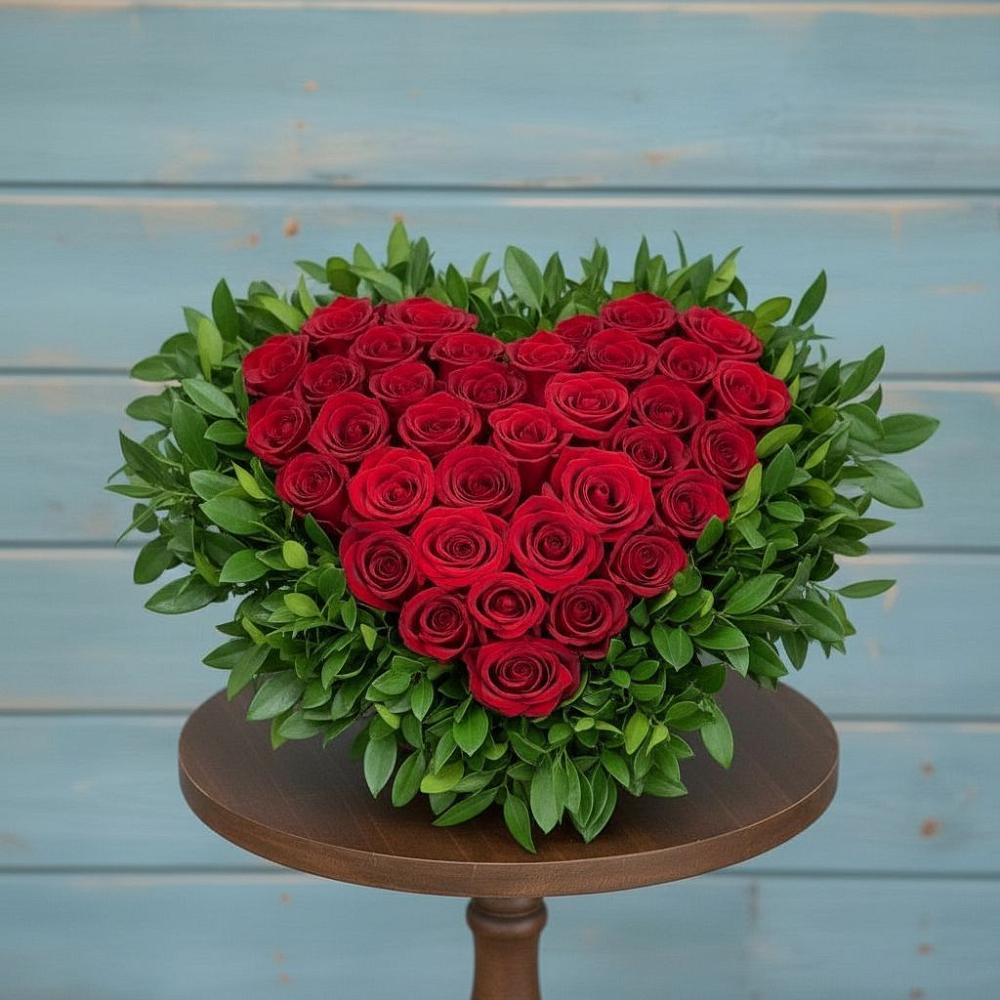 Цветочная композиция из Розы в виде сердца в Новые Лапсары