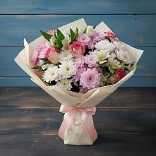 Букет цветов из:  Хризантемы, Альстромерии и Розы в Новые Лапсары