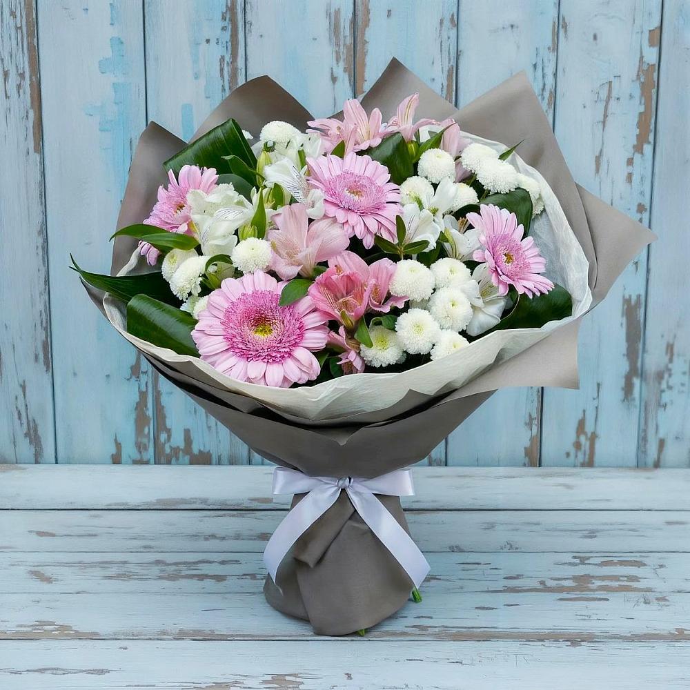 Букет цветов из: Герберы, Альстромерии и Хризантемы в Новые Лапсары