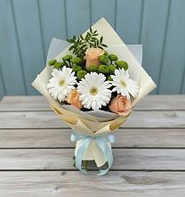 Букет цветов из:  Герберы, Розы и Хризантемы в Новые Лапсары