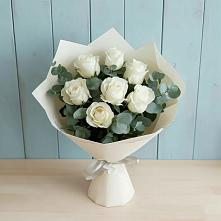 Букет Белые розы в Эвкалипте в Новые Лапсары
