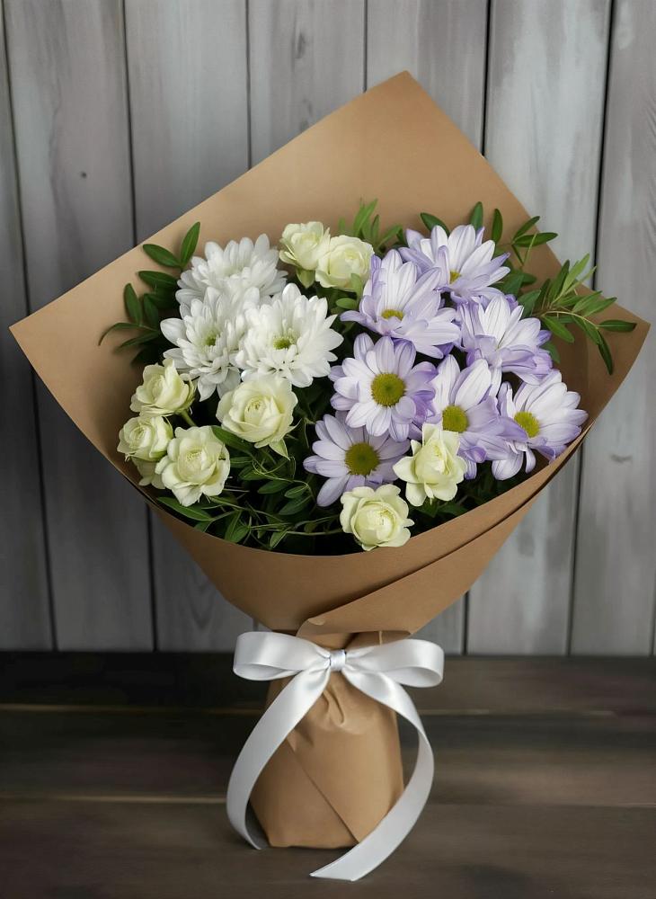 Букет цветов из: Хризантемы и Розы в Новые Лапсары