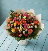 Букет Микс из разноцветных кустовых роз в Новые Лапсары