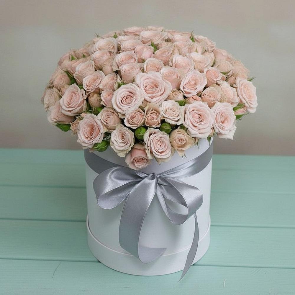 Цветочная композиция из Розы в шляпной коробке в Новые Лапсары